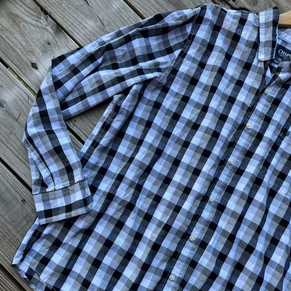 Men’s chaps extra large black/white checkered button down shirt - Picture 3 of 9